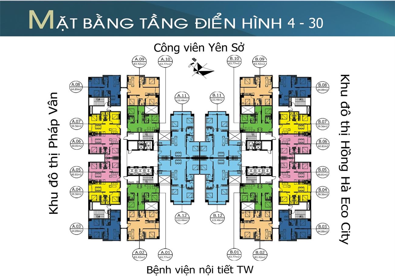 Mặt bằng chung cư Tứ Hiệp Plaza